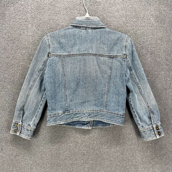 HOLLISTER CO Denim Jacket Girls Juniors Small distressed Tropical lined - Picture 2 of 15